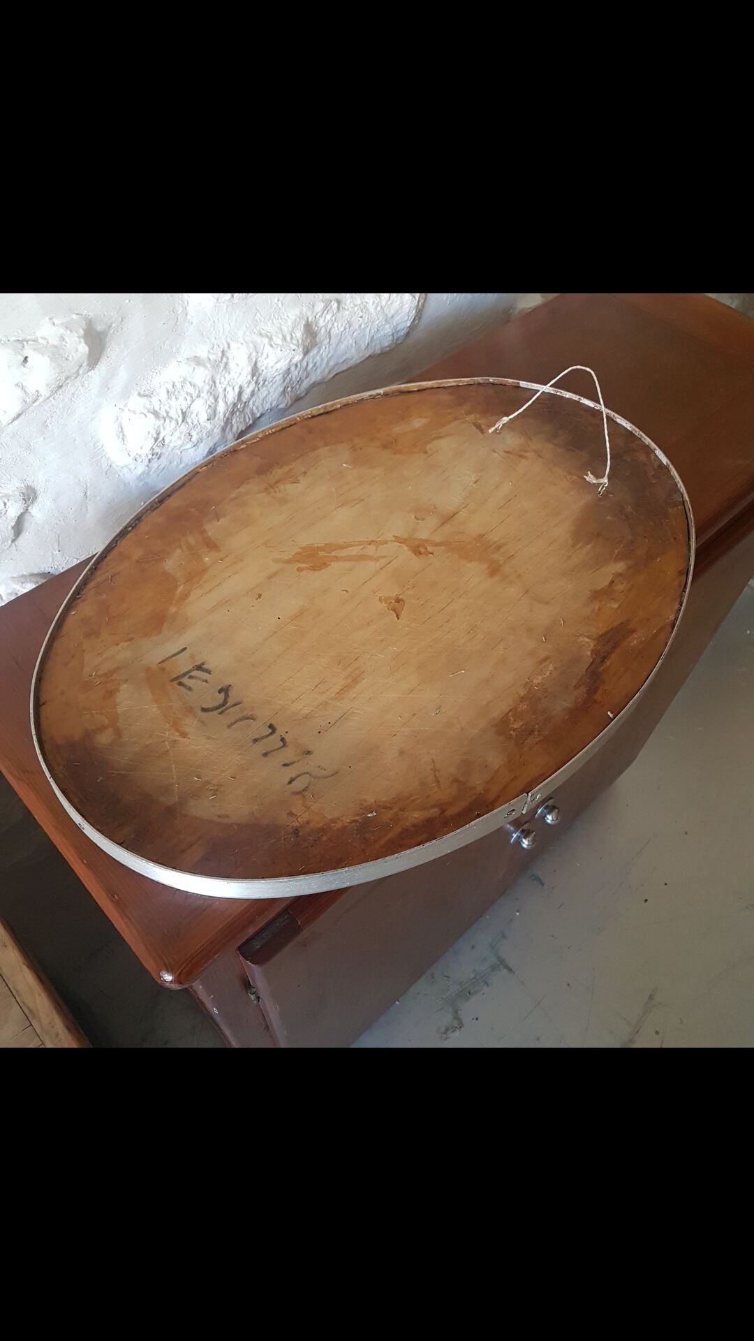 Old aluminum oval mirror