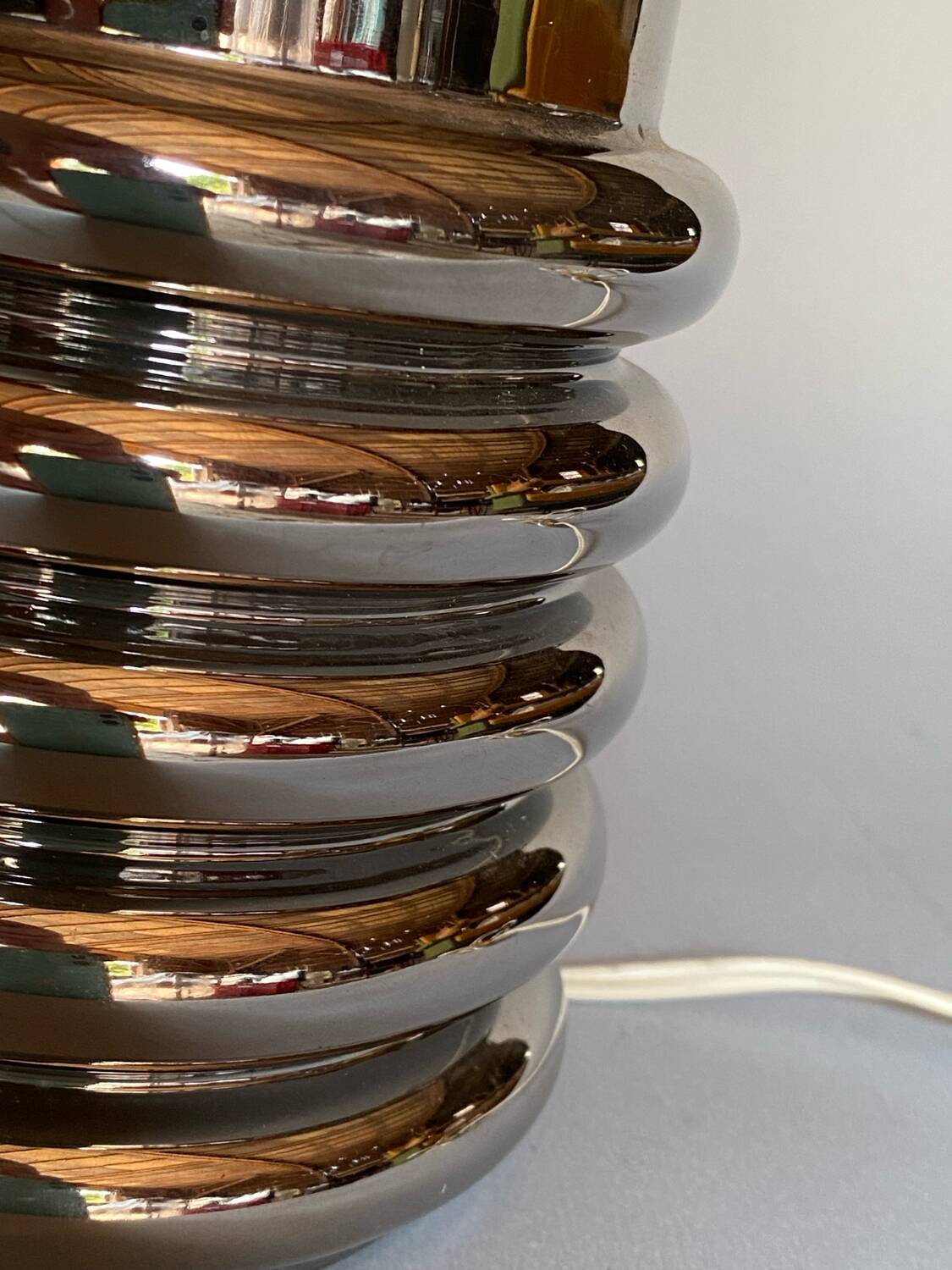 Bibendum chrome ceramic lamp 1970