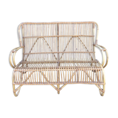 Bench into rattan vintage from the 60s