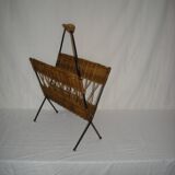rattan magazine rack from the 50s