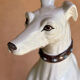 Large white glazed ceramic greyhound – signed – 92 cm