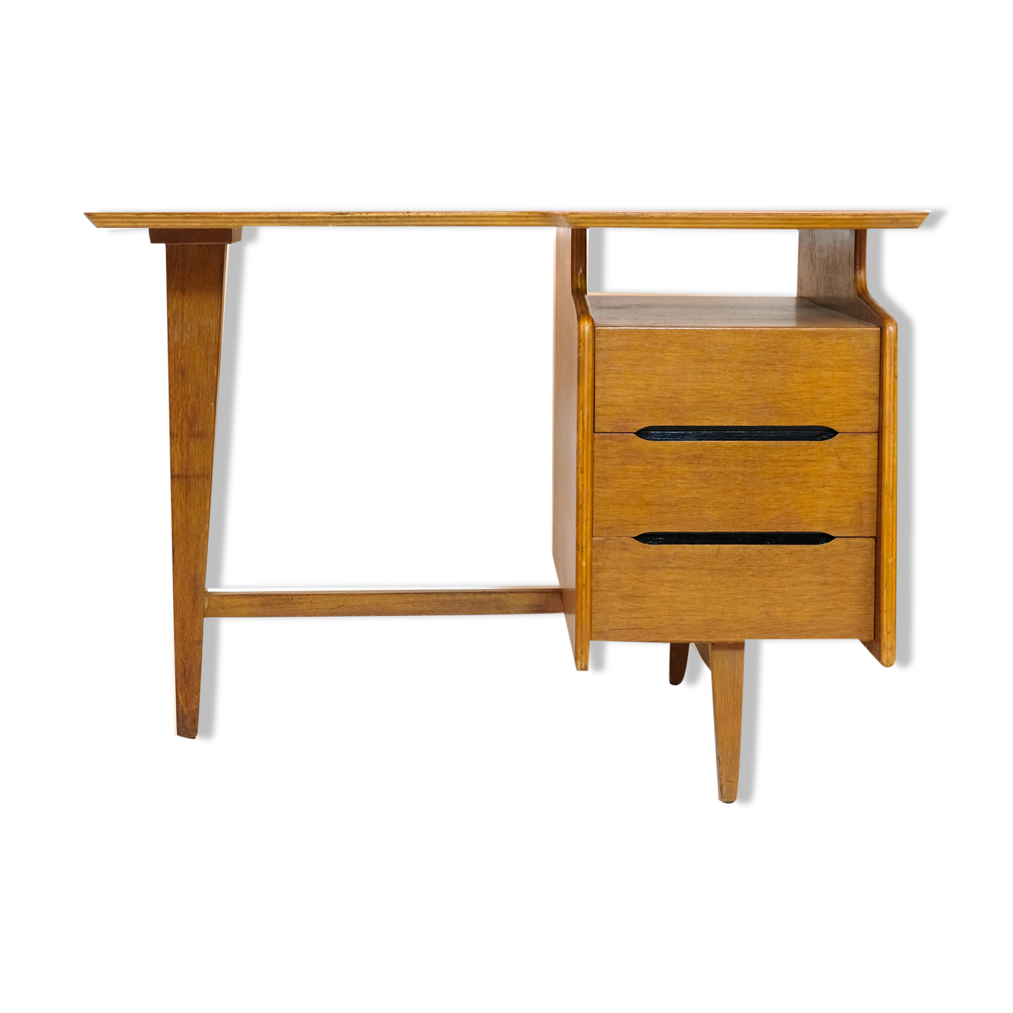 Jacques Hauville, tripod oak desk, 1950