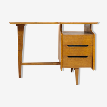 Jacques Hauville, tripod oak desk, 1950