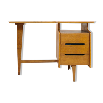 Bureau en chêne tripode, Jacques Hauville 1950