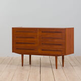 Danish mid century wide teak dresser with 8 drawers, 1960s