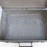 Antique cardboard suitcase imitation black crocodile