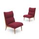 Set of wooden and boucle chairs, 1940s