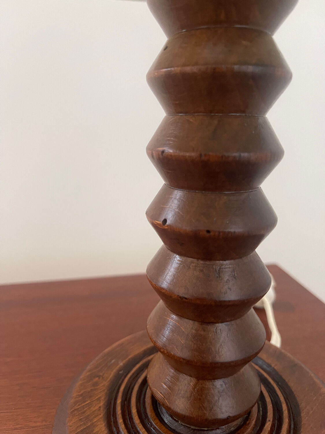 Modernist turned wooden lamp