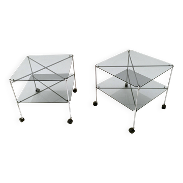 Vintage Postmodern Glass Carts by Bruno Munari, Italy, 1972