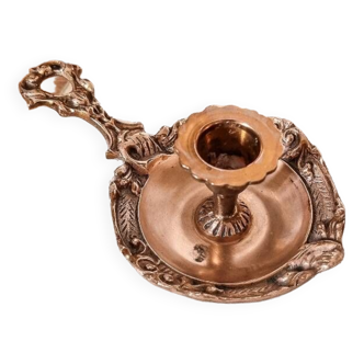 Art Nouveau style cellar rat candle holder, bronze and solid brass