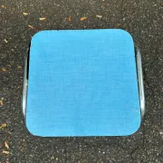 Tabouret vintage Formica bleu & métal chromé 1970
