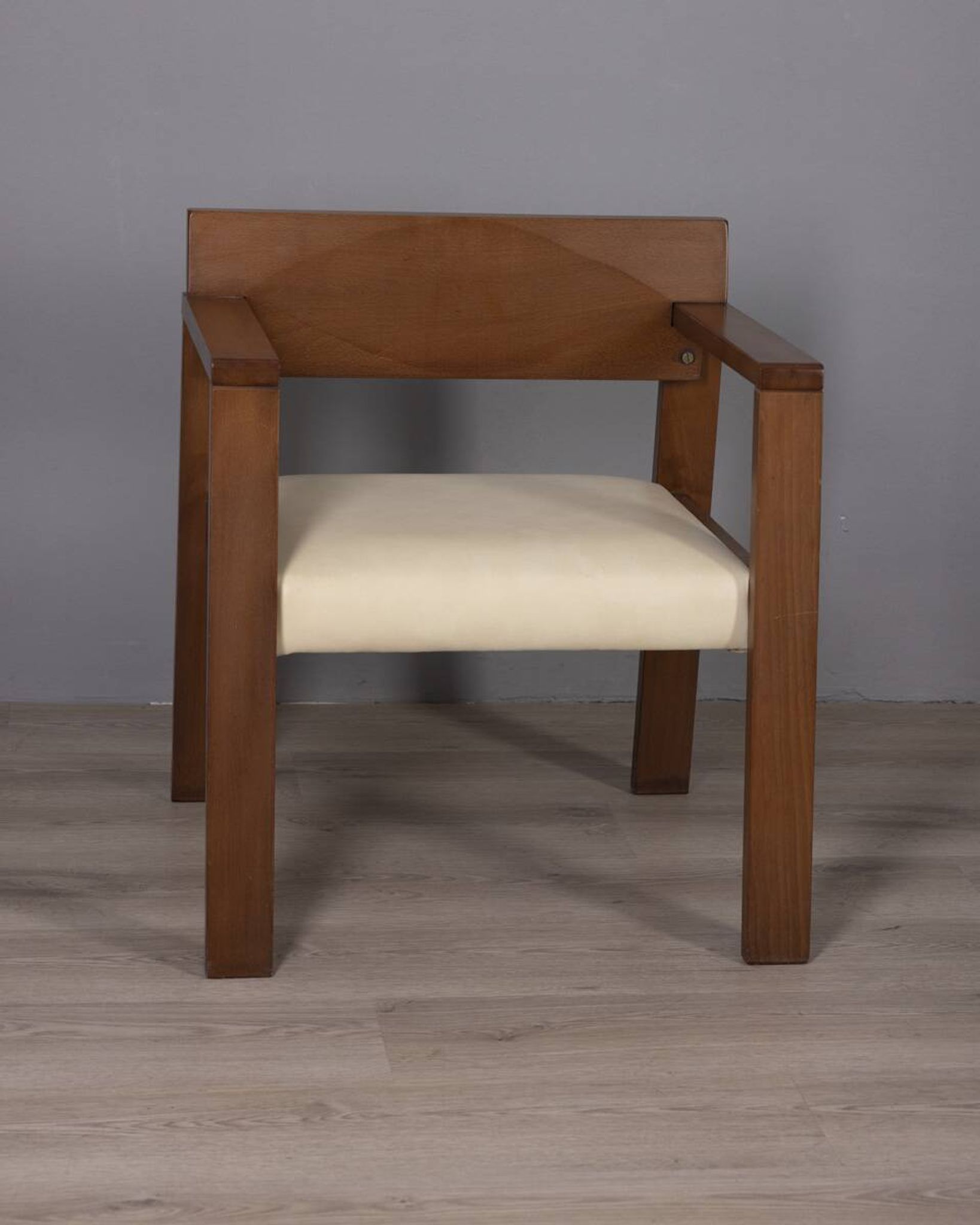 Vintage italian armchair in wood and leather, 1980s