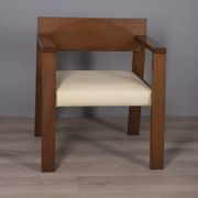 Vintage italian armchair in wood and leather, 1980s
