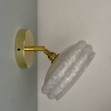 Vintage white CLichy glass lampshade wall light