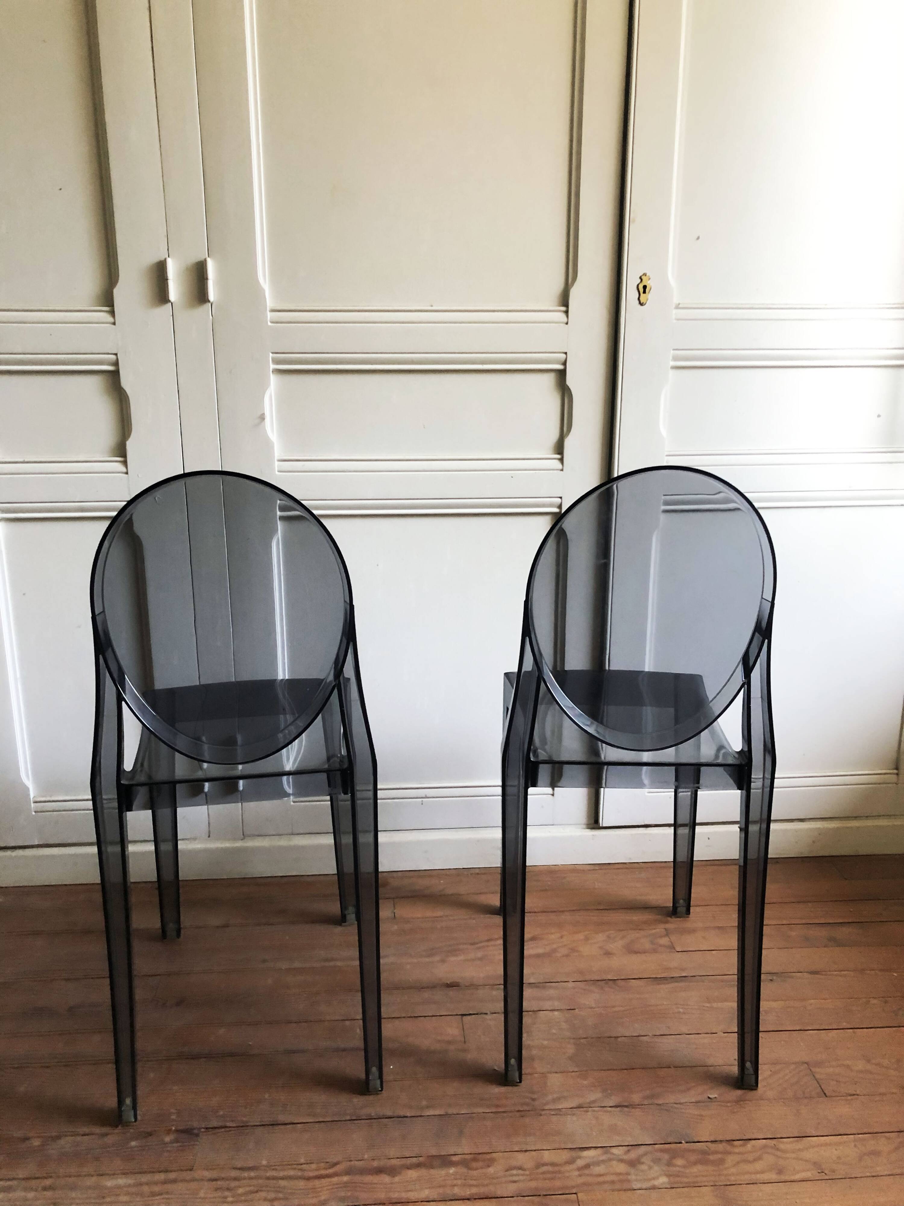 Pair of Victoria Ghost chairs by Philippe Starck for KARTELL