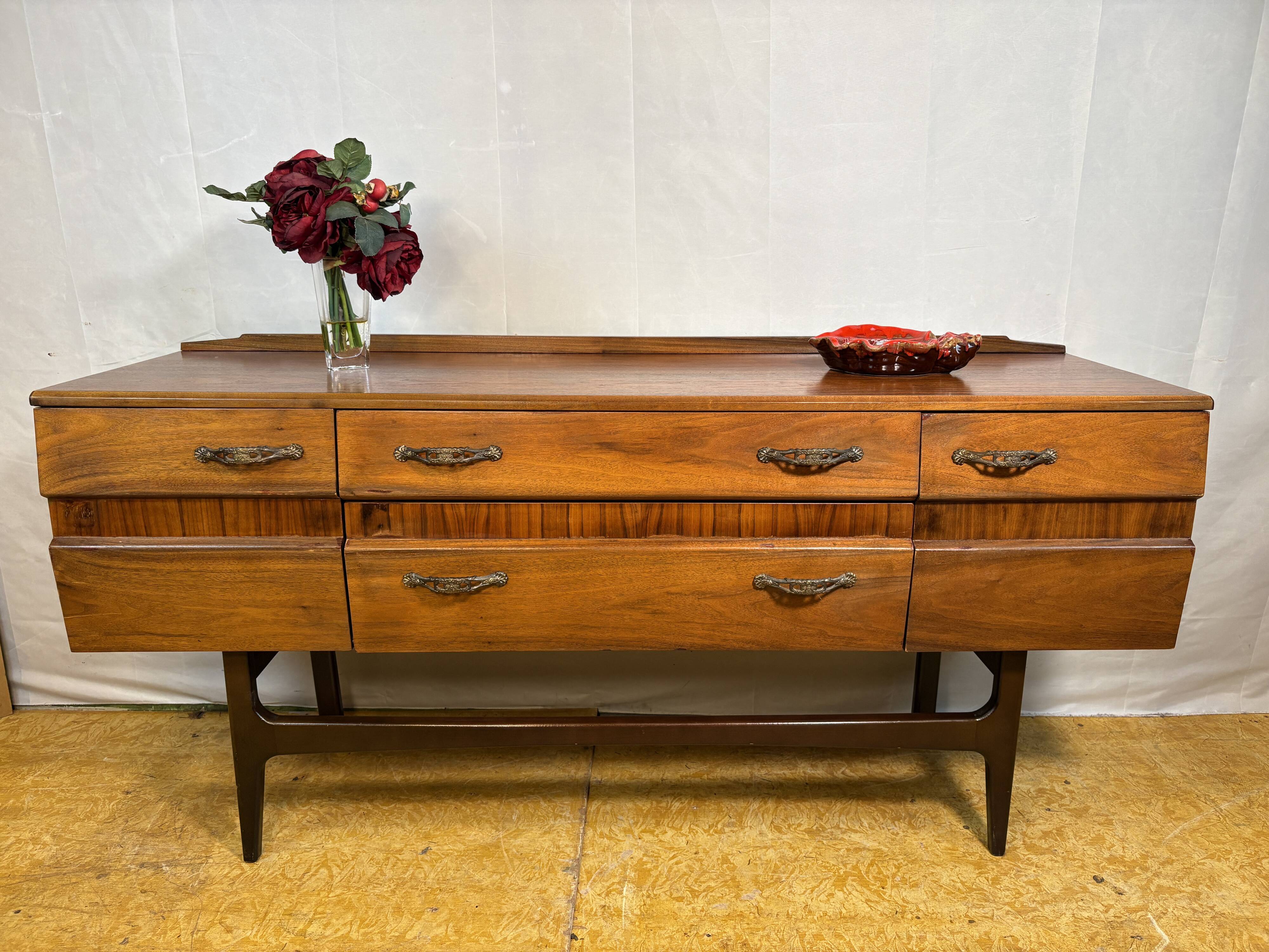 Mid-Century Retro Vintage Walnut Sideboard by Meredew 1960s  Sleek Design