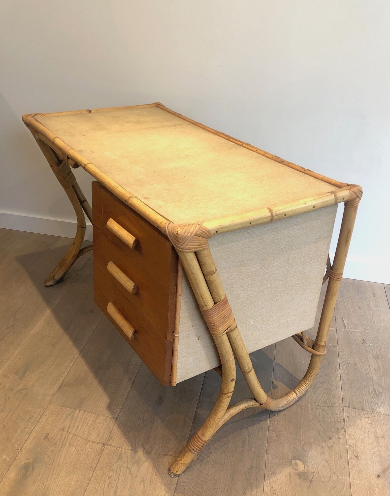 Rattan desk around 1970