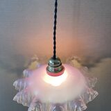 Suspension rose en verre ancienne