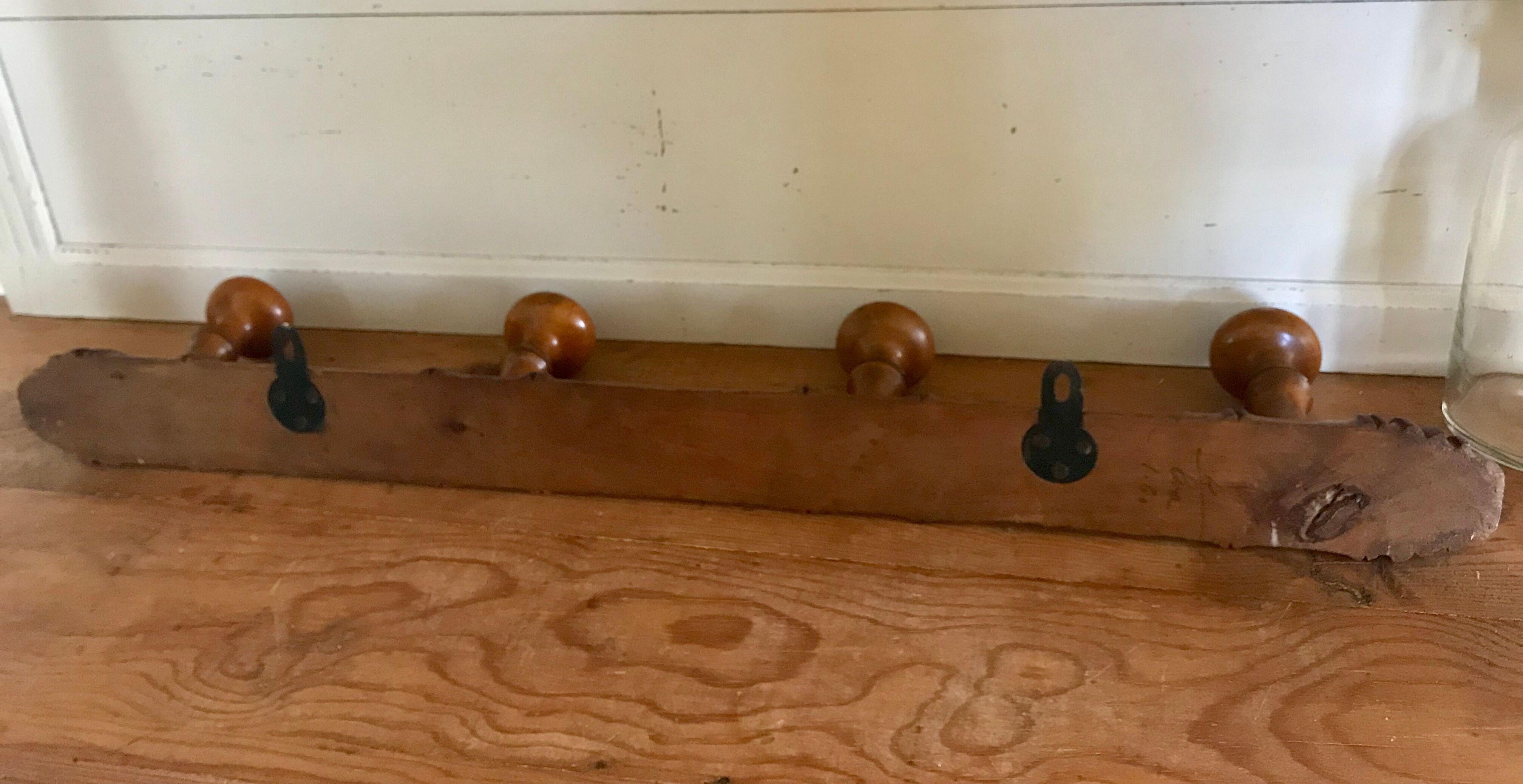 Vintage wooden patère turned