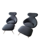 2 fauteuils roche bobois spoutnik lounge avec reposes-pieds