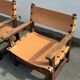 Brutalist armchair in wood and leather 60s