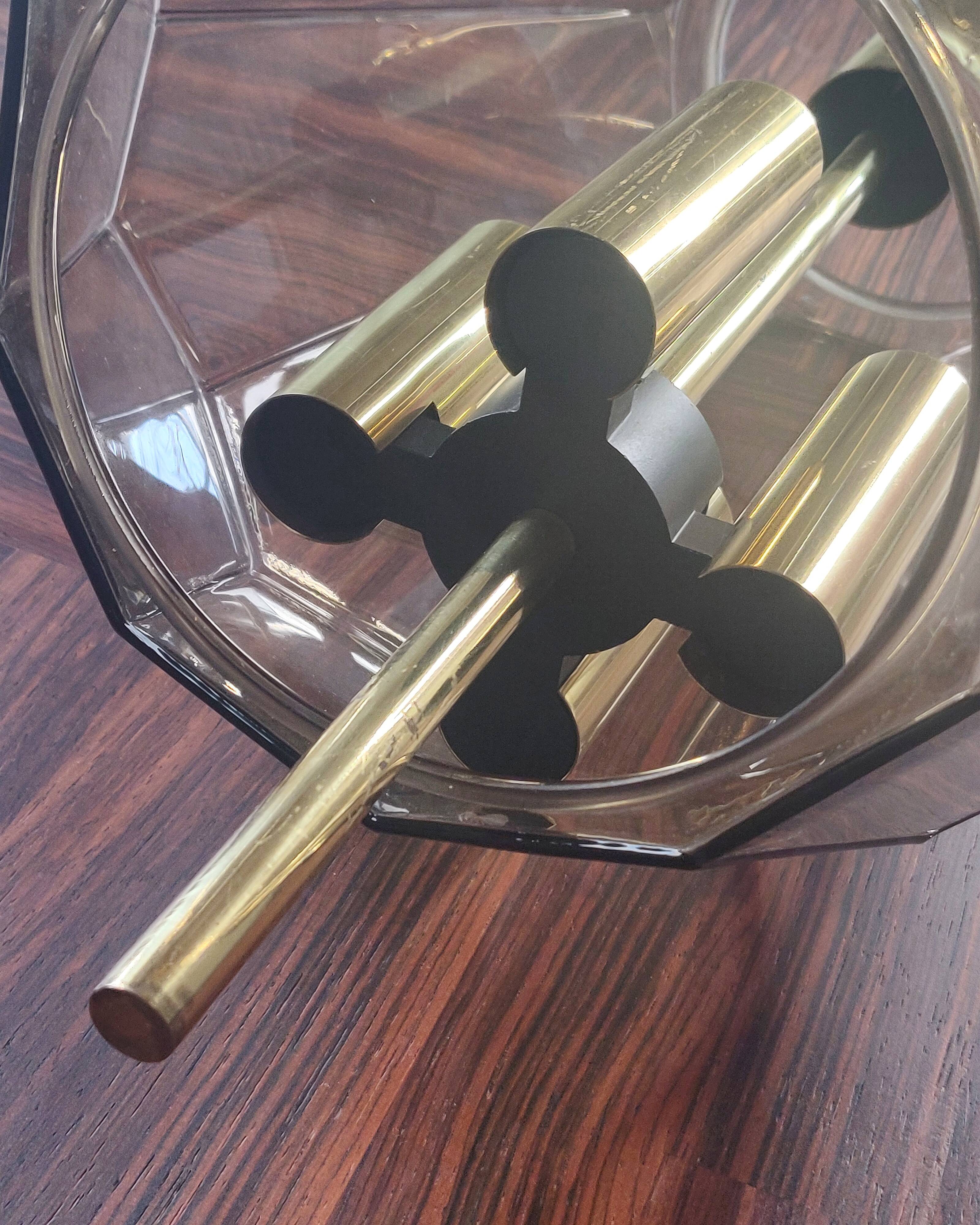 Limburg Glashutte smoked glass and brass hanging