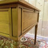 Louis XVI style flat desk in cherry wood and leather