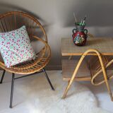 Vintage rattan shell armchair