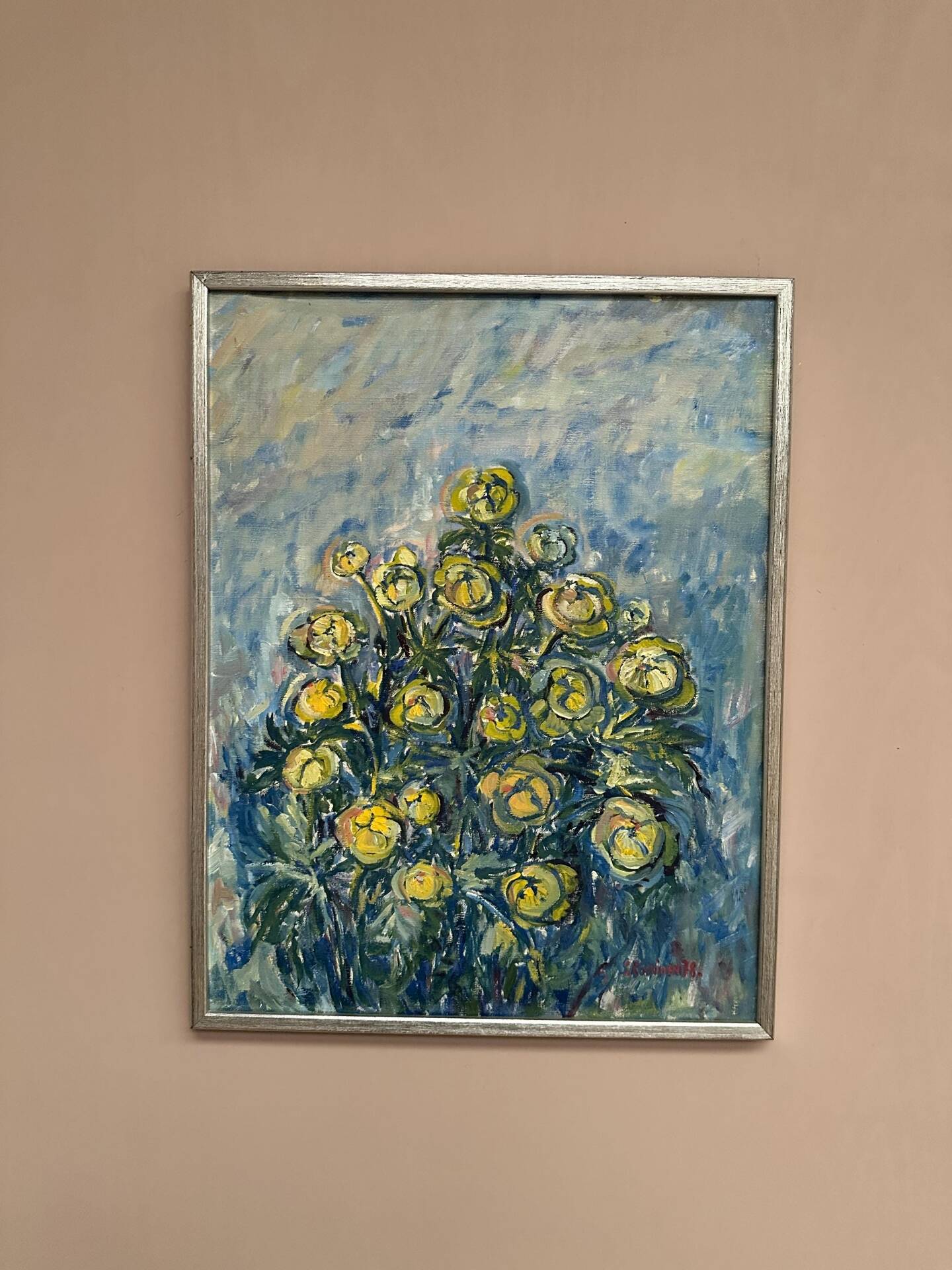 Swedish Oil on Canvas – “Flower” by S. Koskinen – Dated 1978