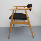 Fauteuil des années 1960 noir en hêtre