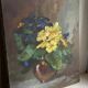 Old painting primroses signed Rinat Animaev – Russian school – oil on