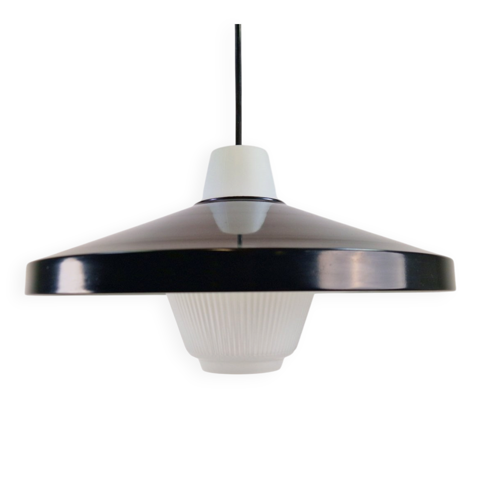 Opaline Glass Pendant Lamp attributed to Louis Kalff for Philips, 1960s