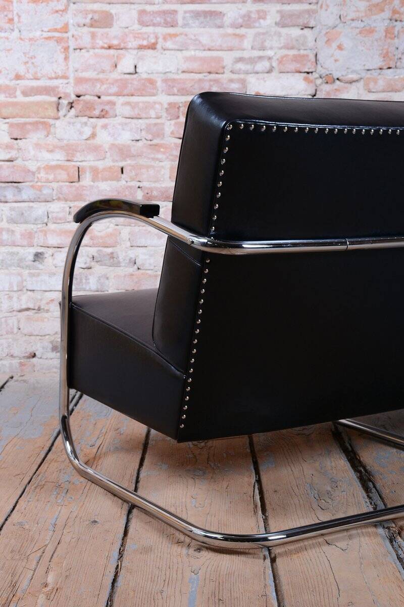 Bauhaus Sofa in Chrome and Leather from Mücke-Melder, Czech, 1930s