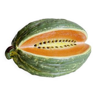 Grand trompe l'oeil melon/pastèque céramique ancien