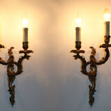 Pair of bronze sconces Louis XV style.
