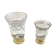 Pair Old Glass Vase Moulded Gold Decor AMORA - Vintage Geometric Design