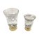 Pair Old Glass Vase Moulded Gold Decor AMORA - Vintage Geometric Design