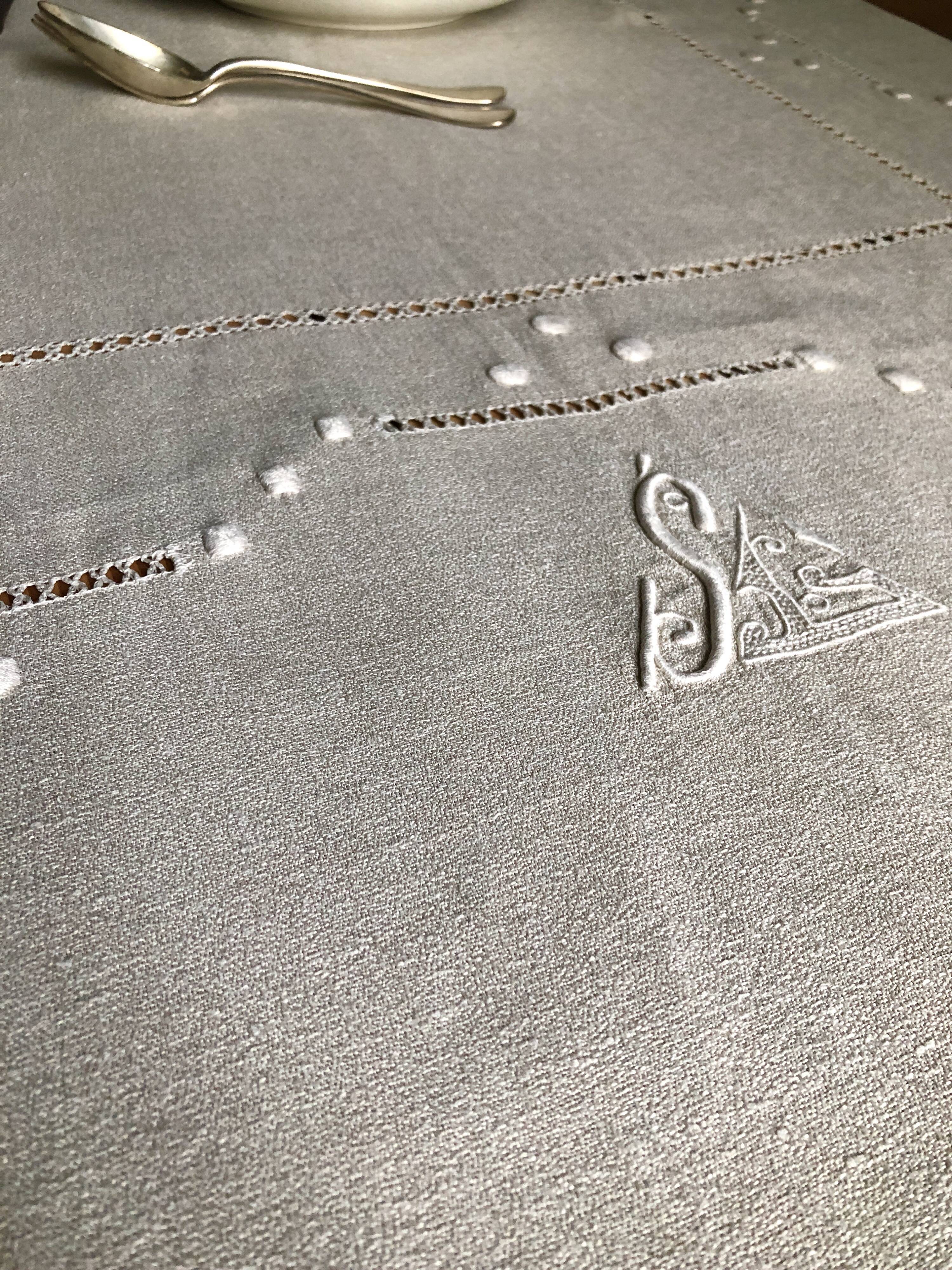 Antique linen tablecloth and whipped cream silk