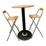 Set of high Ikea bistro table and its 2 stools