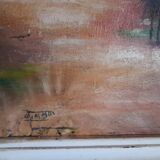 Tableau peint à l'huile et signé thème exotique