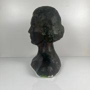 Female bust in neoclassical style in plaster by M. Mongey, 20th century.