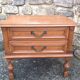Two-drawer bedside table in oak veneer / 60s-70s