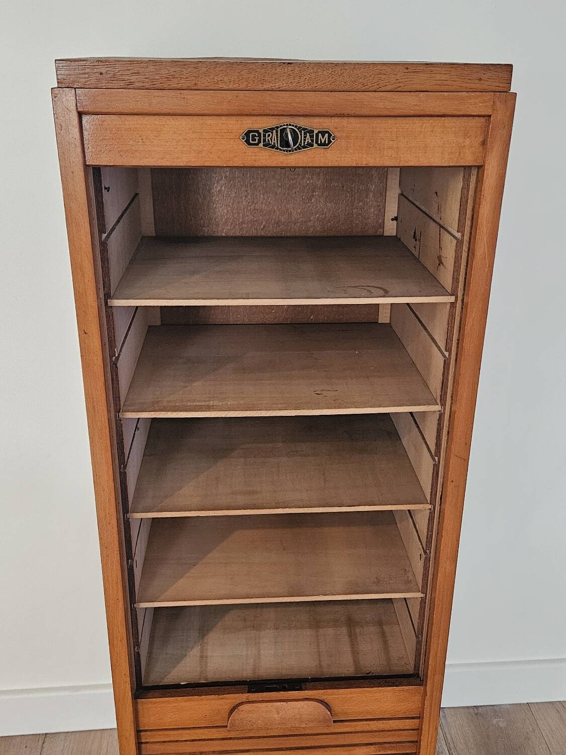 Gradiam oak curtained filing cabinet