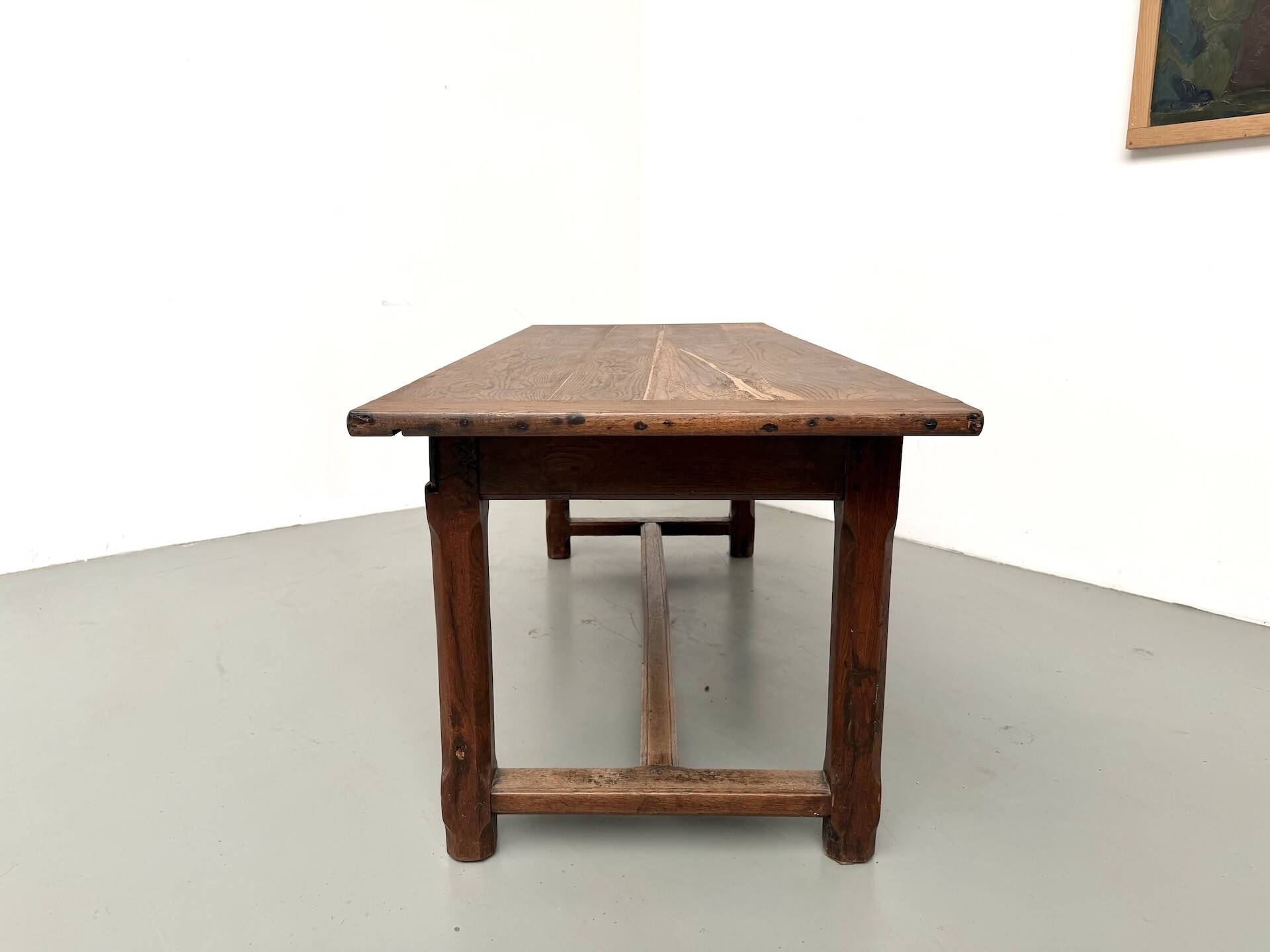 Farmhouse table, solid oak, 20th century.