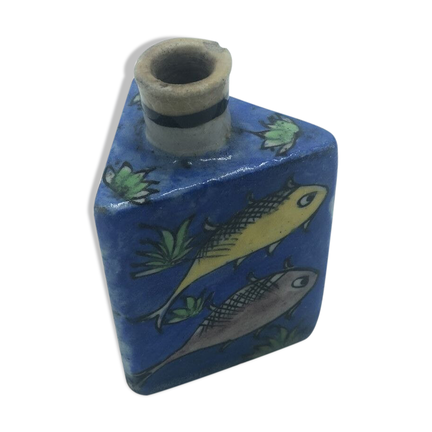 Bottle Or Bottle In Glazed Ceramic, Iznik, Qajar, Persia.