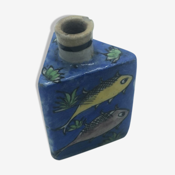 Bottle Or Bottle In Glazed Ceramic, Iznik, Qajar, Persia.
