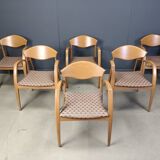 Fauteuils espagnols vintage en bois, lot de 6, années 1990