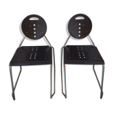 Duo de chaises noires vintage design italien années 80 ségis modele charlie