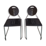 Duo de chaises noires vintage design italien années 80 ségis modele charlie