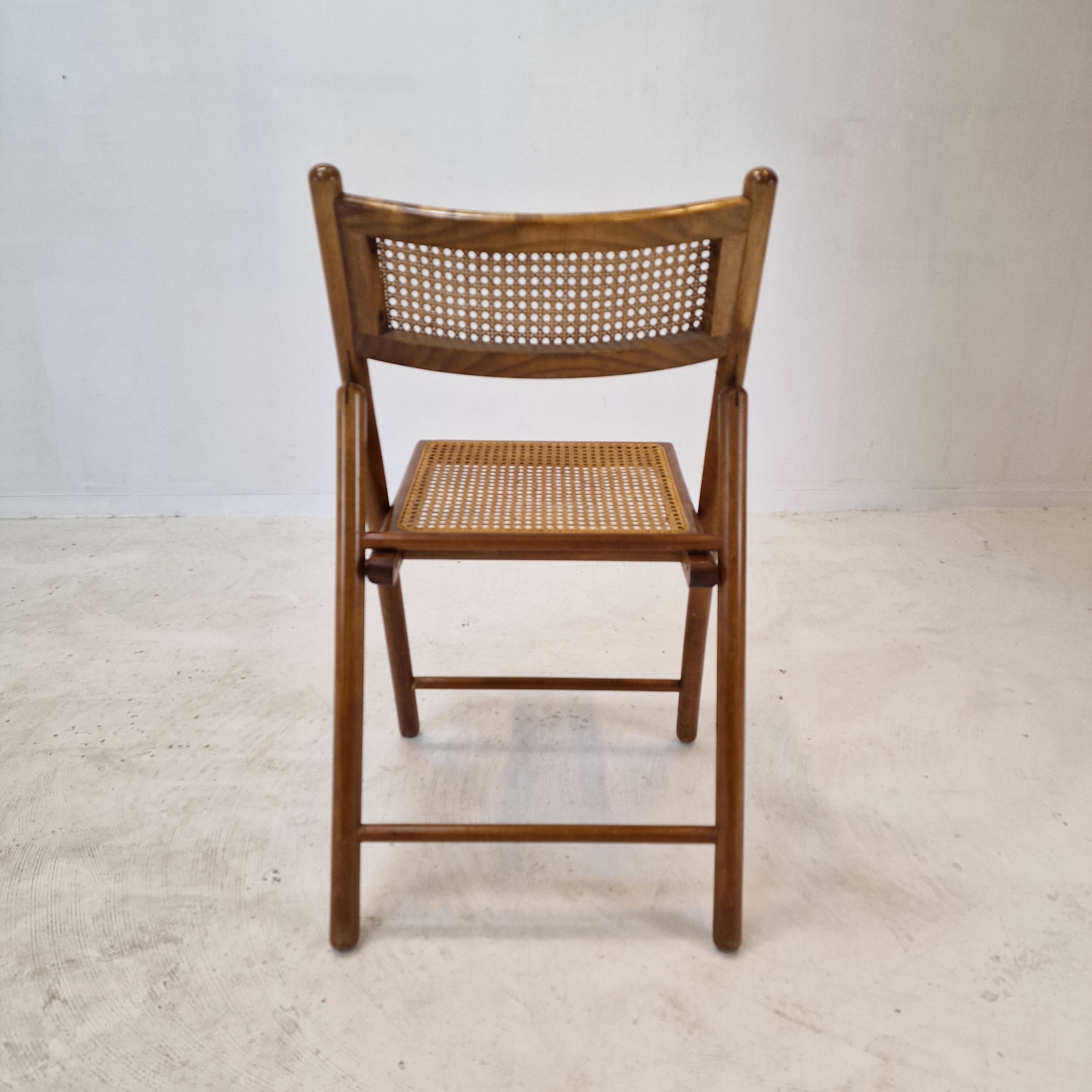 Ensemble de 2 chaises pliantes italiennes en osier, années 1980